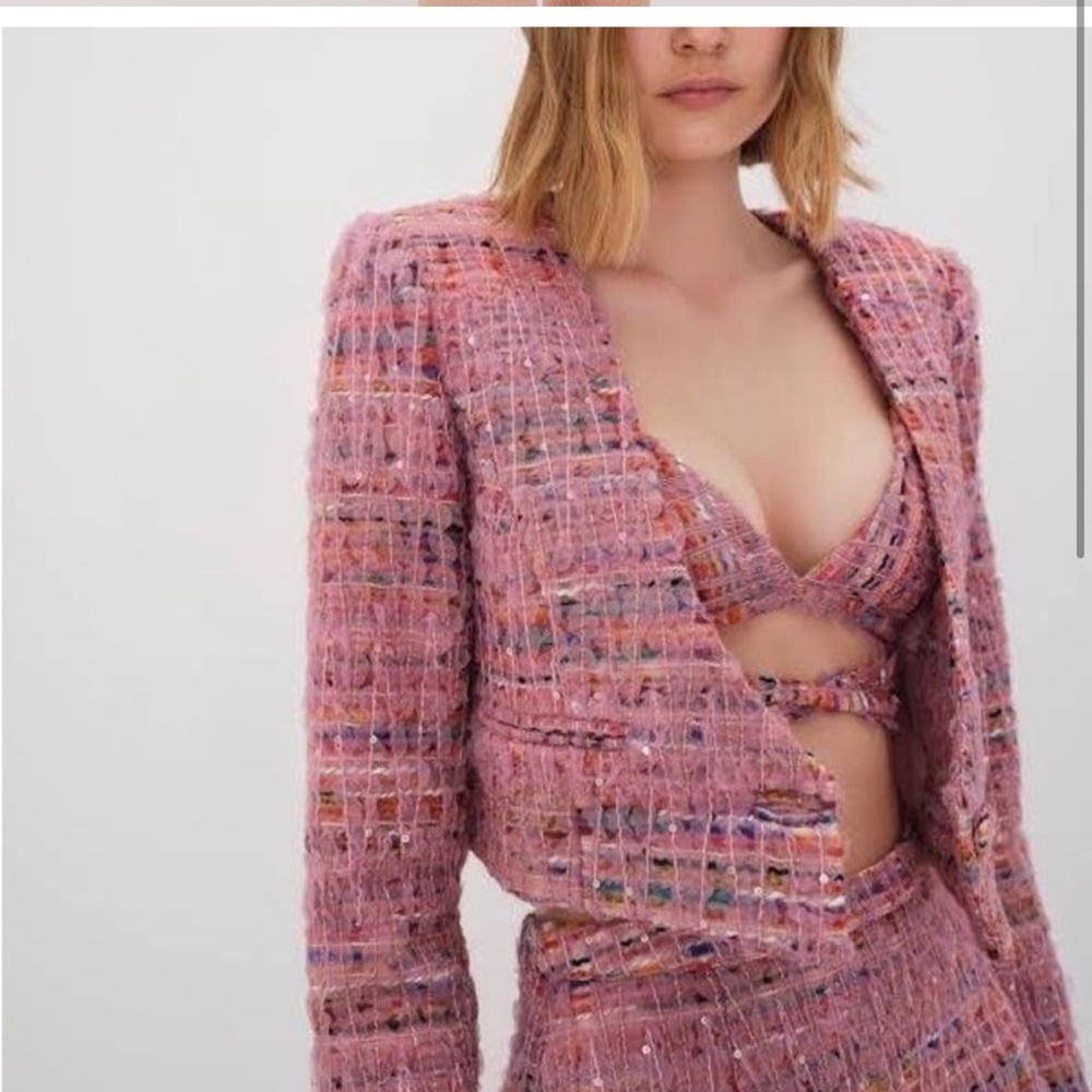 NWT SET For Love & Lemons Dionne Celine pink Blazer & bra top - Size small/med